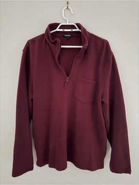 George Men's Zip-Neck Pullover Sweater - Burgundy
